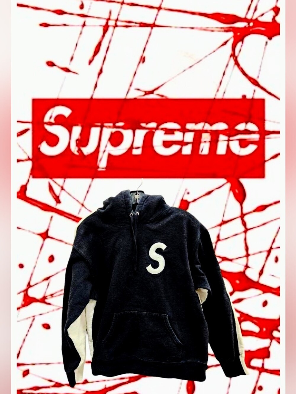 Supreme FW21 S Logo Split Hooded Sweatshirt Black White Small 📌Canada Rare